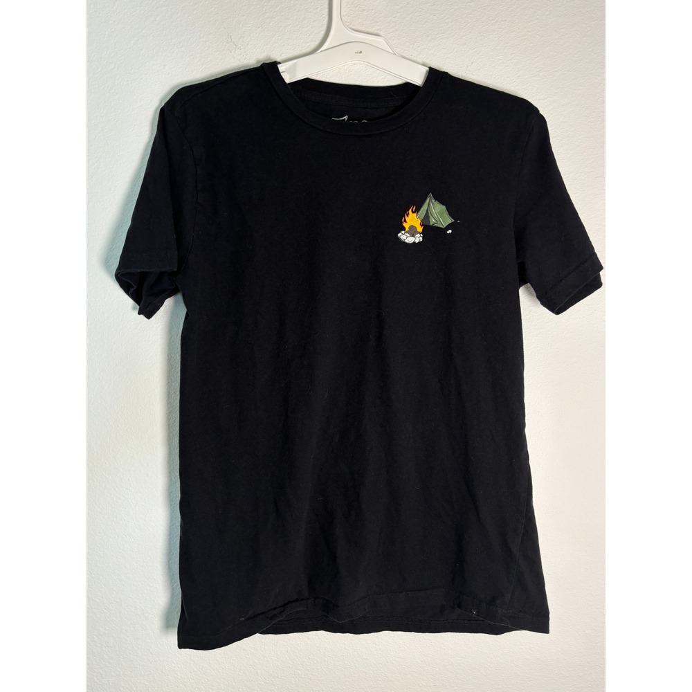 The Tree Kagger Mens Skeleton Camping Graphic T-Shirt Black‎ Short Sleeve Small
